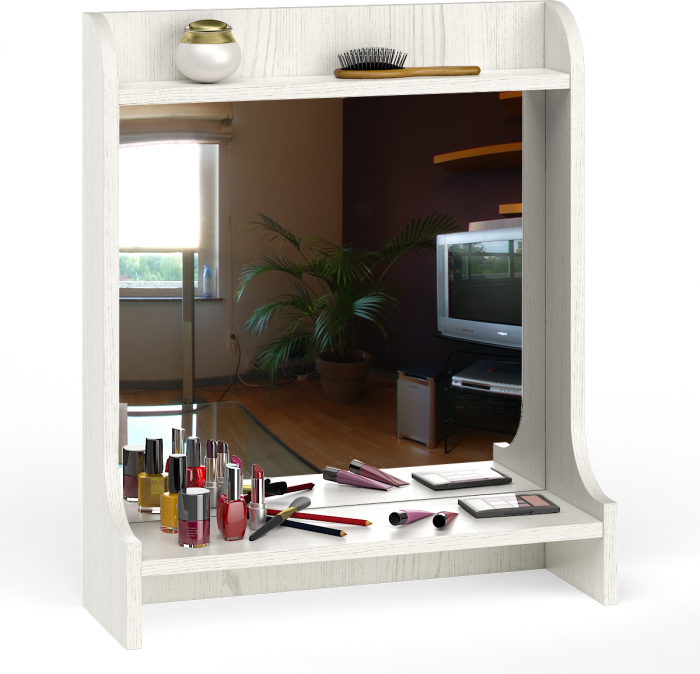 Ливерпуль Стол туалетный 12.46 + Полка 10.118, цвет ясень ваниль/белый, ШхГхВ 119,8х41,3х152,3 см., НЕ универсальная сборка