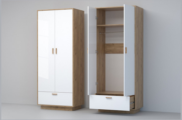 Модульная прихожая ЭГО 1 (Белый глянец/Бетон Светлый)