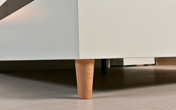 Муссон Кровать 11.41 + ортопед + 13.97 + Зеркало СВК + Тумба ТВ 13.276, цвет белый/чёрный/дуб эндгрейн элегантный, сп. м. 1600х2000 мм., б/м