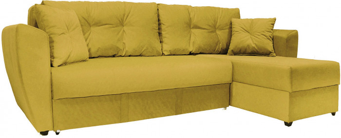 Диван-кровать угловой Амстердам Люкс, 160х200, еврокнижка, велюр, желтый