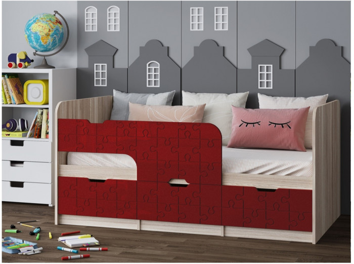 Детская кровать Юниор-9, 80х160 (Ваниль глянец, Ясень шимо светлый)