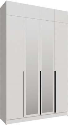 Шкаф 1,6 с антресолью и зеркалом Мадрид, Белый