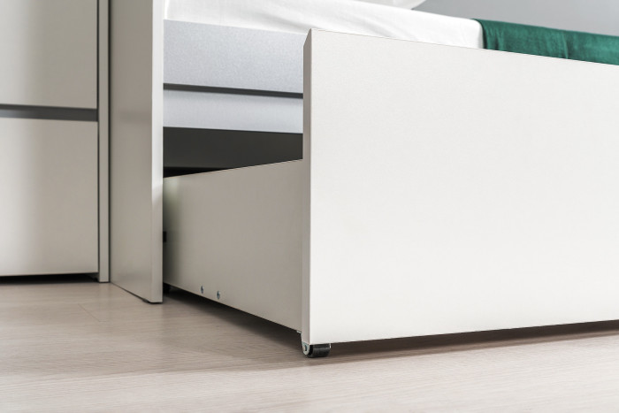 Торонто Компоновка № 26, цвет белый шагрень/стальной серый, сп. м. 800х1900 мм., б/м, основание есть, универсальная сборка