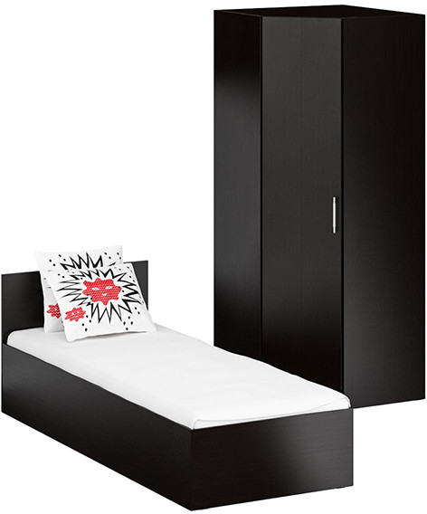 Кровать 0800 + Шкаф угловой Стандарт, цвет венге, ШхГхВ 83,5х203,5х70 + 81,2х81,2х200см., сп.м. 800х2000 мм., без матраса, основание есть