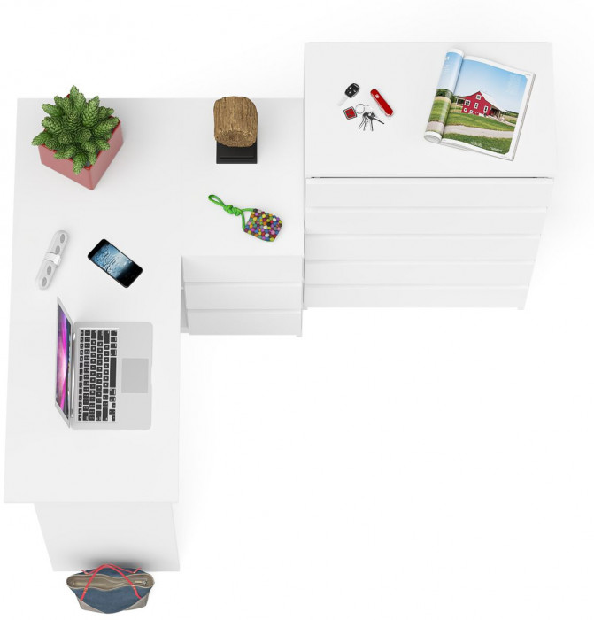 Мори компьютерный стол МС-16 правый + Комод МК700.5, белый