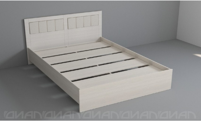 КЭТ-6 Кантри Кровать 160 с мягким щитком, с настилом ЛДСП (Бодега белая / Сандал)