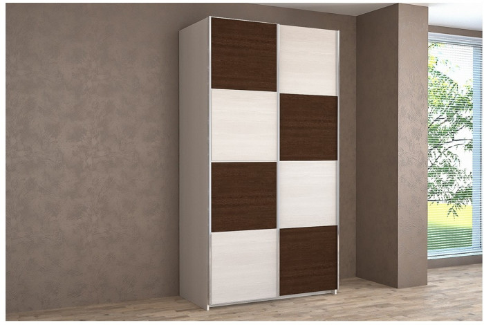 Шкаф-купе Иннэс-5 1200 Ф1/Ф1 (Бодега белая/Белый глянец)