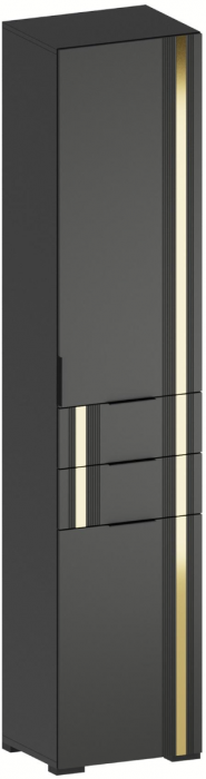 Эмэ Шкаф-пенал ШК-3915 с ящиками, Графит/Графит, Золото