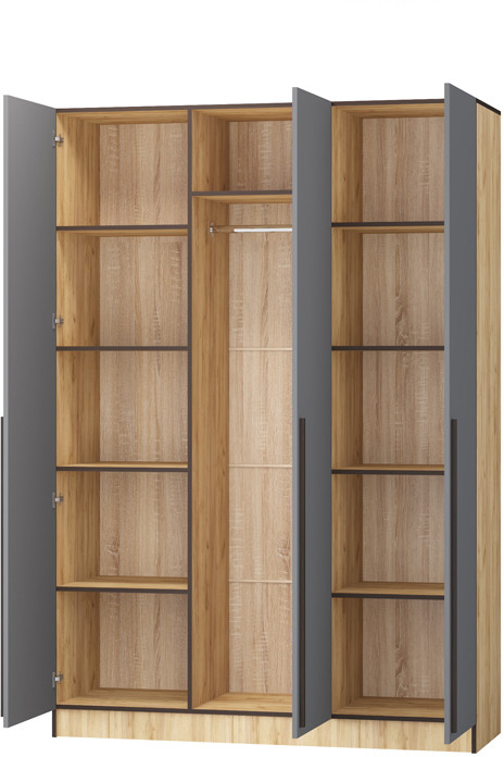 Шкаф Бастион 1500 №2 с антресолью, Графит/Дуб крафт золотой