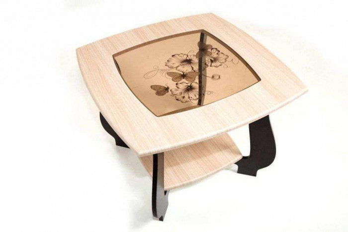 Стол журнальный СЖ-22 с рисунком Р2 дуб/венге