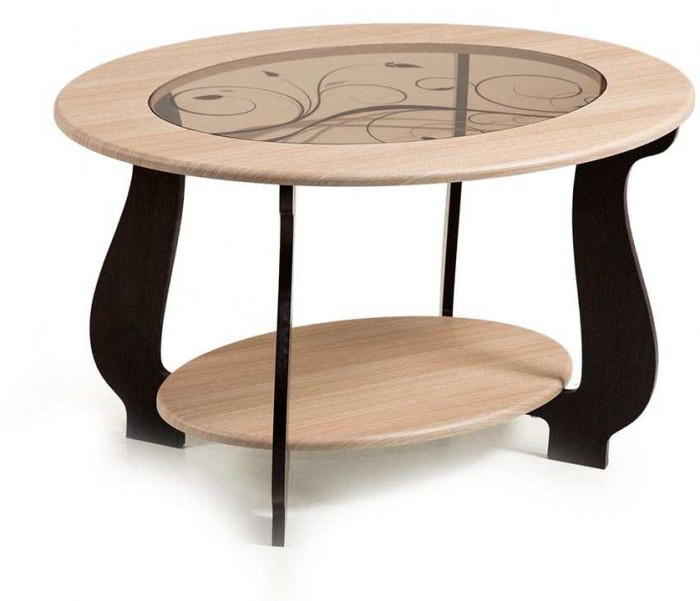 Стол журнальный СЖ-25 с рисунком Р-4 венге/дуб