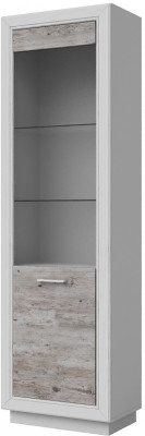 Шкаф-витрина (левое исп.) "Эстель" - Дуб полярный/Сосна натуральная