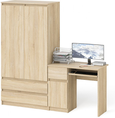 Мори Стол компьютерный МС-1 левый + Шкаф МШ900.1, цвет дуб сонома, ШхГхВ 180,4х50,4х179,6 см., выдвижной ящик слева, НЕ универсальная сборка
