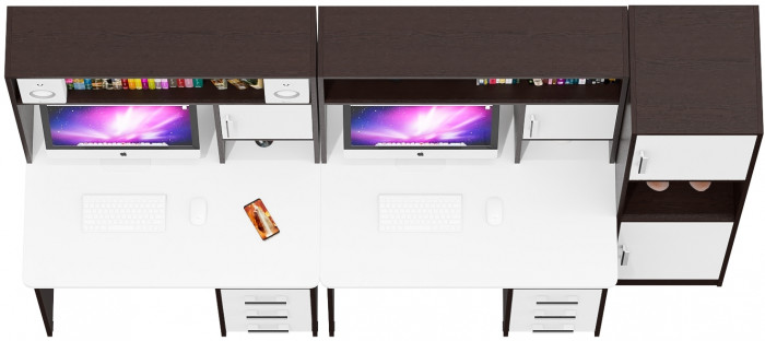 С-МД-СК9 Компоновка № 04, цвет венге/белый шагрень, ШхГхВ 247х70х160 см., НЕ универсальная сборка