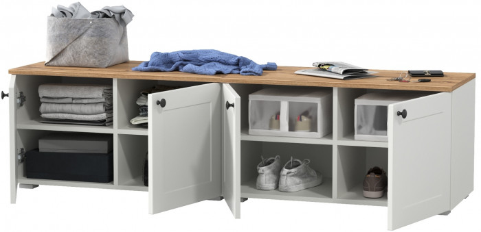 Остин 13.257 Тумба + 13.257 Тумба, цвет белый шагрень/дуб крафт золотой, ШхГхВ 160х41,9х43,7 см.