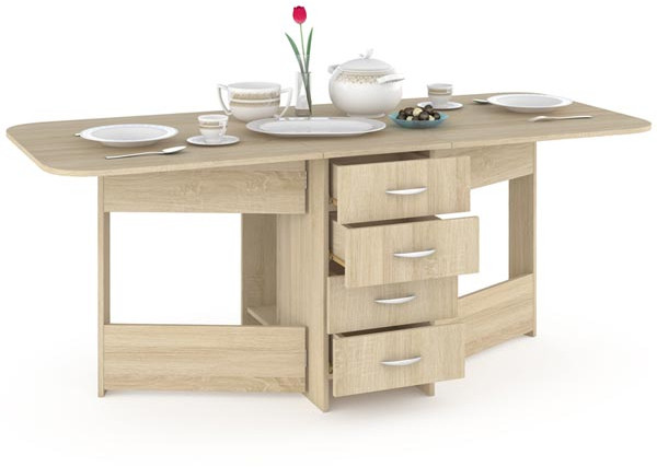 Глория 606М Стол-книжка с ящиками, дуб сонома