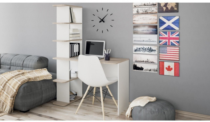 Стол письменный тип 4 (Дуб Крафт Белый)