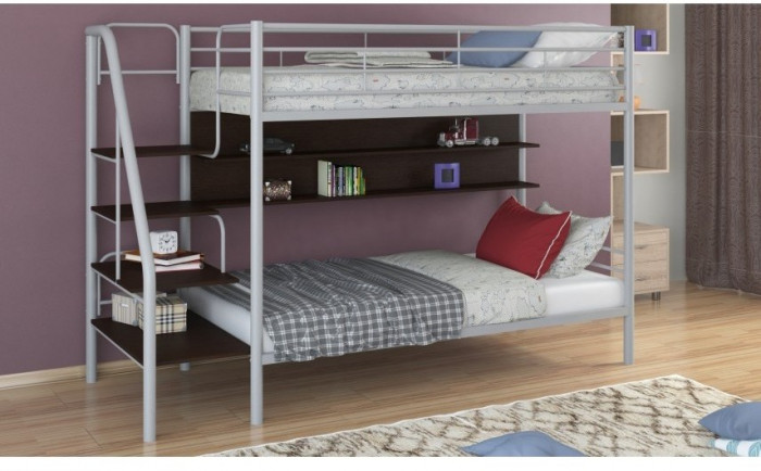 Двухъярусная кровать Толедо-П 90, серый / Венге