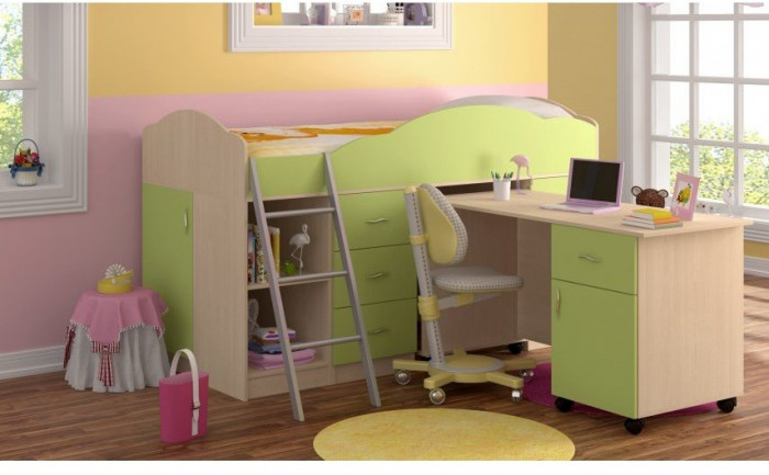 Кровать-чердак Дюймовочка-5.2, Зеленый