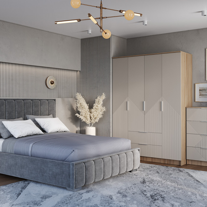 "Эмилия" ШК-11 шкаф 4-х створчатый Дуб смоки/Айриш (MF03)