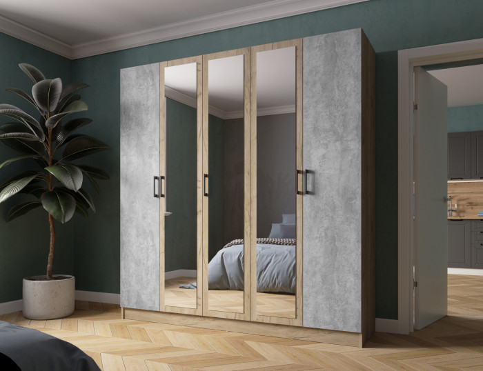 Шкаф Вегас 2000, Дуб крафт серый/Цемент