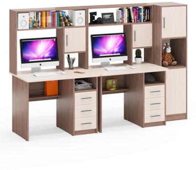 С-МД-СК9 Компоновка № 04, цвет ясень шимо светлый/ясень шимо тёмный, ШхГхВ 247х70х160 см., НЕ универсальная сборка