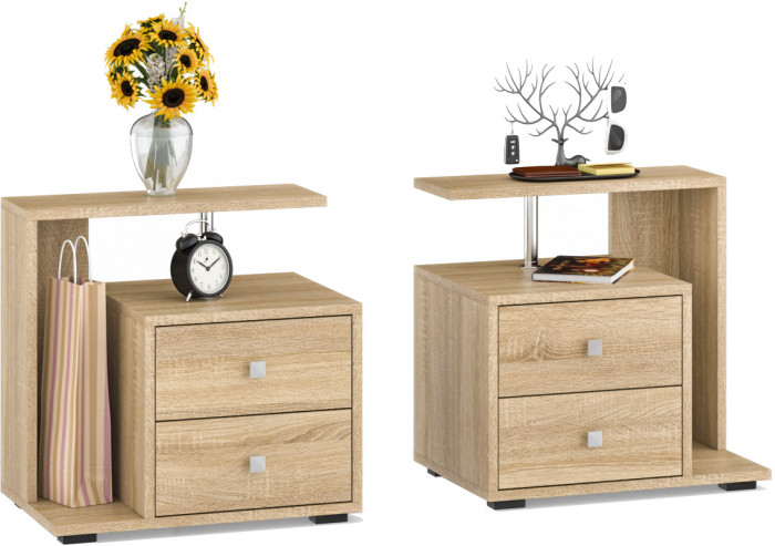 Камелия спальня № 10 Кровать с ящиками 1600 + Две тумбы + Стол косм. + Зеркало + Комод + Шкаф, цвет дуб сонома, 1600х2000 мм., б/м, осн. есть