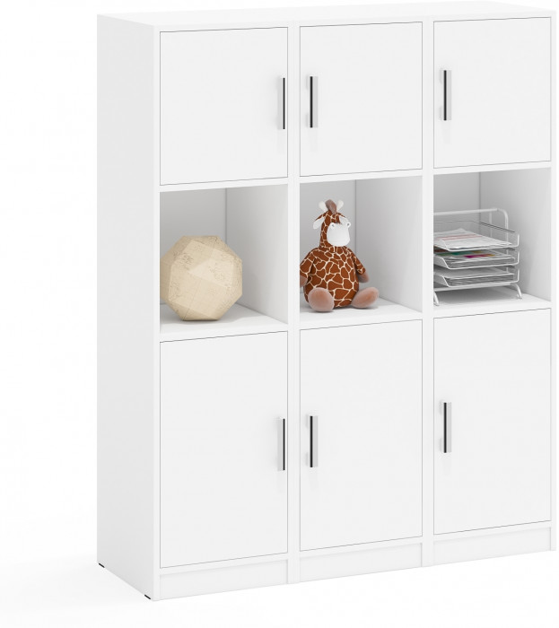 Три Пенала С-МД-СК9П к компьютерному столу С-МД-СК9, цвет белый шагрень, ШхГхВ 129х45х160 см., универсальная сборка