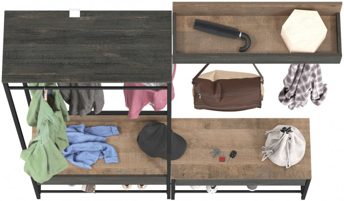 Трувор Прихожая 213, цвет дуб гранж песочный/интра, ШхГхВ 160х36,6х194,2 см., универсальная сборка