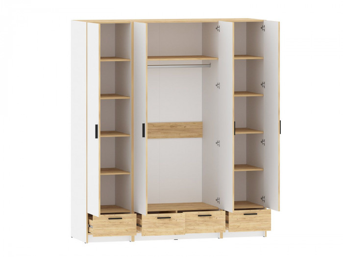 Спальня Оттавия 4 с зеркалом Белый / Дуб золотой