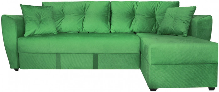 Диван-кровать угловой Амстердам Люкс, 160х200, еврокнижка, велюр, зеленый