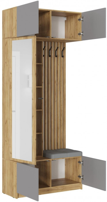 Модульная прихожая Бостон ЛДСП композиция 1 (Серый Шифер, Дуб Крафт Золотой)