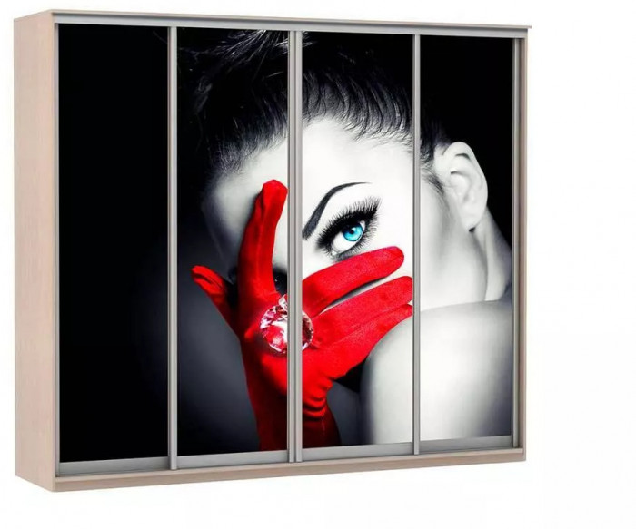 Шкаф купе Модерн 2362х600 4-х дверный 4-х секционный фотопечать №1 ясень