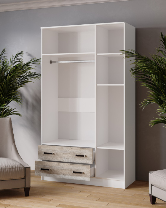 Шкаф комбинированный 1,2 Лагуна с антресолью, Дуб делано/Белый