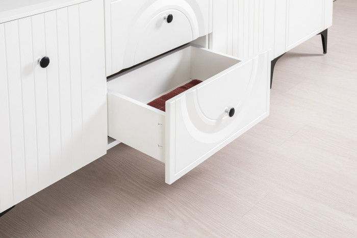 Валенсия Гостиная № 056, ЛДСП белый шагрень/МДФ белый шагрень