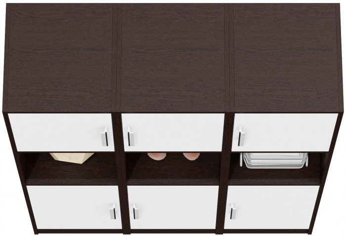 Три Пенала С-МД-СК9П к компьютерному столу С-МД-СК9, цвет венге/белый шагрень, ШхГхВ 129х45х160 см., универсальная сборка