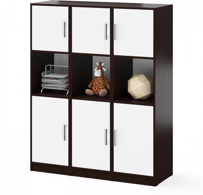 Три Пенала С-МД-СК9П к компьютерному столу С-МД-СК9, цвет венге/белый шагрень, ШхГхВ 129х45х160 см., универсальная сборка