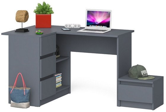 Мори компьютерный стол МС-16 левый + Тумба ТМП400.1, графит