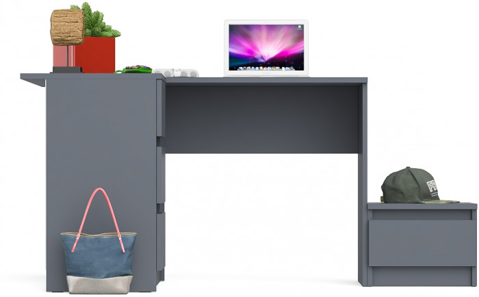 Мори компьютерный стол МС-16 левый + Тумба ТМП400.1, графит