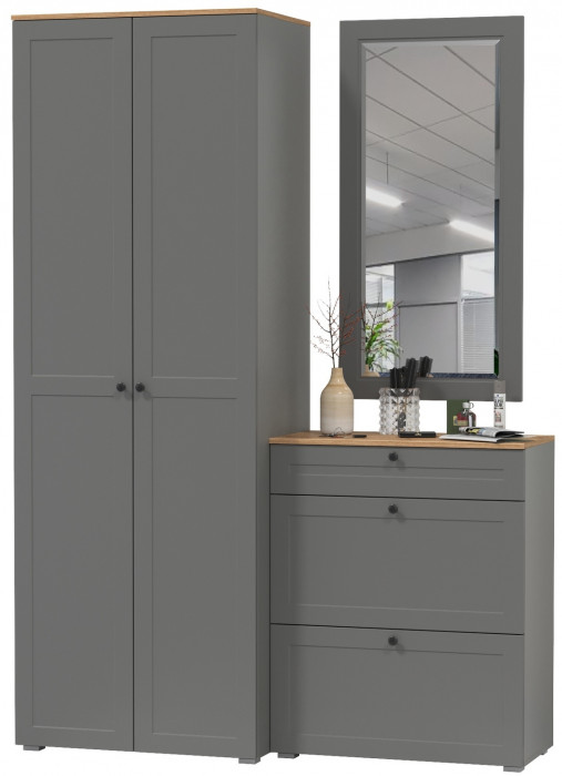 Остин Прихожая 16, цвет серый графит/дуб крафт золотой, ШхГхВ 160х54,3х229,6 см., универсальная сборка