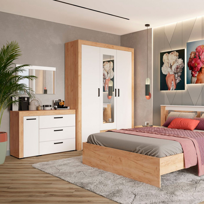 Зеркало Адель (790*540*32) дуб крафт золотой/белый