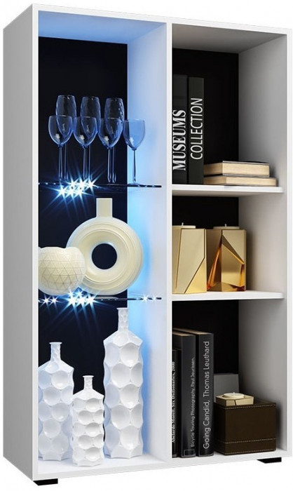 Нэнси NEW МДФ Шкаф-стекло (исп 2) (Белый глянец, Белый)