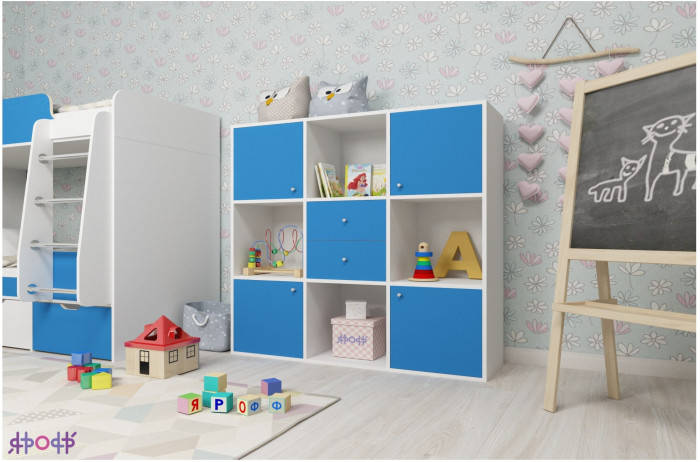 Стеллаж Джери (Ясень Анкор Темный/Оранжевый)