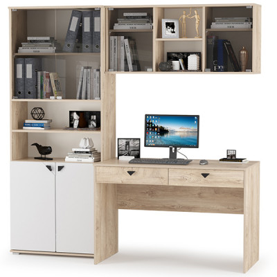 КР100 Бостон № 25, цвет дуб эндгрейн элегантный/фасады МДФ милк рикамо софт, 13.156+12.69+10.51, ШхГхВ 192х57,2х194,4 см., универсальная сборка