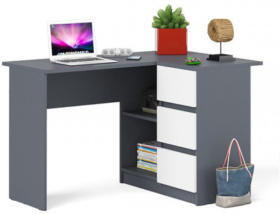 Мори компьютерный стол МС-16 правый, графит/белый