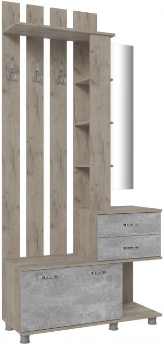 Центральная секция Микс-Арт, Дуб крафт серый/Цемент