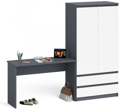 Мори письменный стол МСП1200.1 + Шкаф МШ900.1, графит/белый