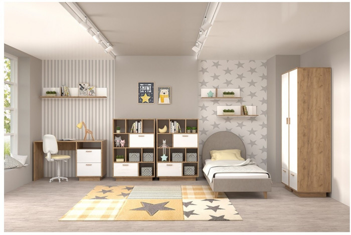 Модульная молодёжная ЭГО 1 (Камень Темный/Дуб Крафт Золотой)