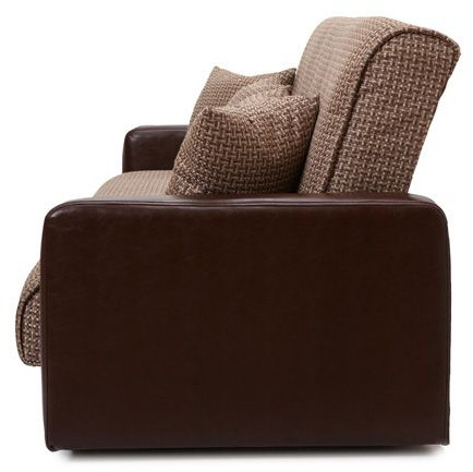 Раскладной диван-кровать, прямой, книжка, цвет бежево-коричневый, кожа/рогожка, Лондон 140х190