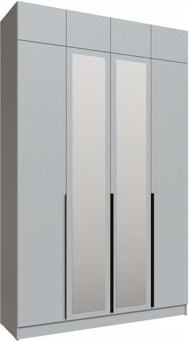Шкаф 1,6 с антресолью и зеркалом Мадрид, Камень серый